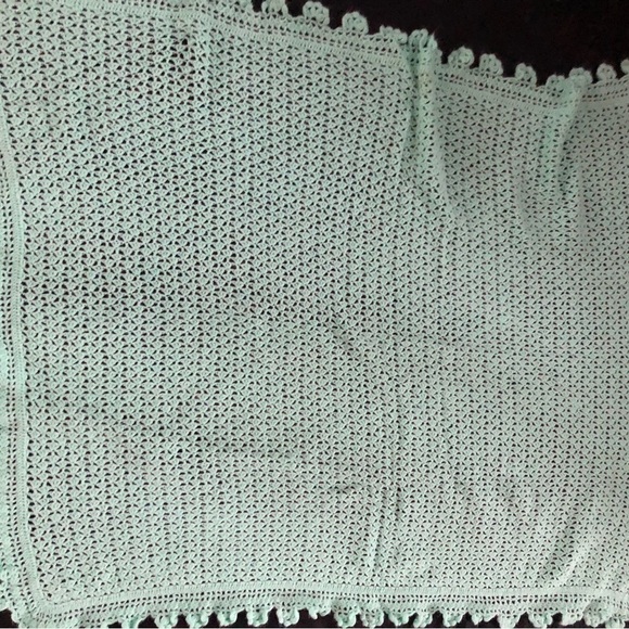 Mint Green Crocheted Blanket - Picture 5 of 8